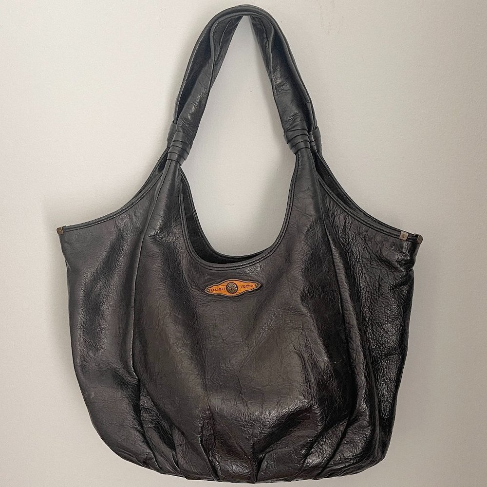 Elliott Lucca Black Leather Satchel Bag